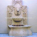 Hot sale indoor ornament travertine lion head stone man carved water wall fountains